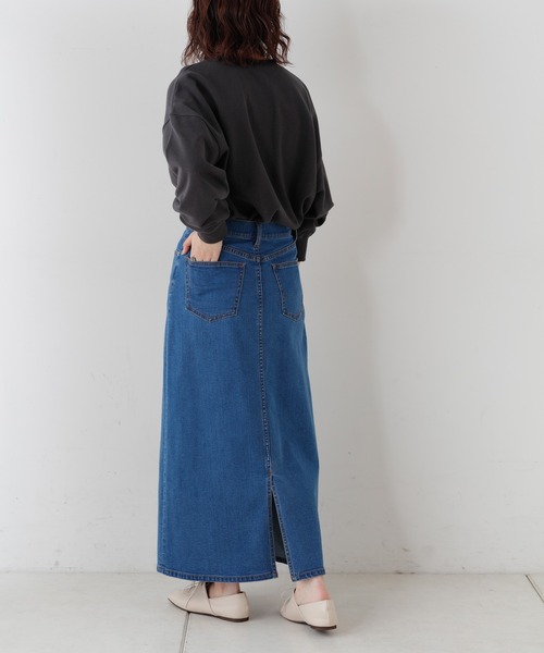 CIAOPANIC TYPY（チャオパニックティピー）の「スタイルアップデニムスカート（デニムスカート・レディース・ネイビー/サックスブルー・SMALL/MEDIUM/LARGE/X-SMALL）」の18枚目の写真