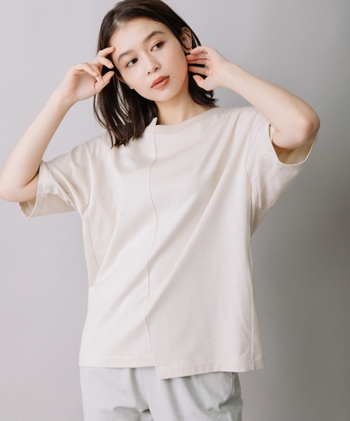 Munich（ミューニック）の「40/2コットンジャージーＴシャツ（Tシャツ/カットソー・レディース・ブラック/グリーン/ホワイト/ライトベージュ・FREE）」の3枚目の写真