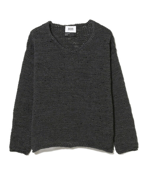 International Gallery BEAMS(インターナショナルギャラリービームス)の「IG × ALPHA STUDIO / 別注 フェイクスエード Vネックニット(ニット/セーター・メンズ・ブラック/ブラウン系その他3・MEDIUM)」の8枚目の写真