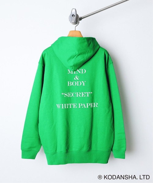 417 EDIFICE SELECT（フォーワンセブンエディフィスセレクト）の「【Hot-Dog PRESS / ホットドッグプレス】別注 COVER PHRASE SWEATパーカー（パーカー・メンズ・ブラック/グリーン・MEDIUM/LARGE）」の4枚目の写真