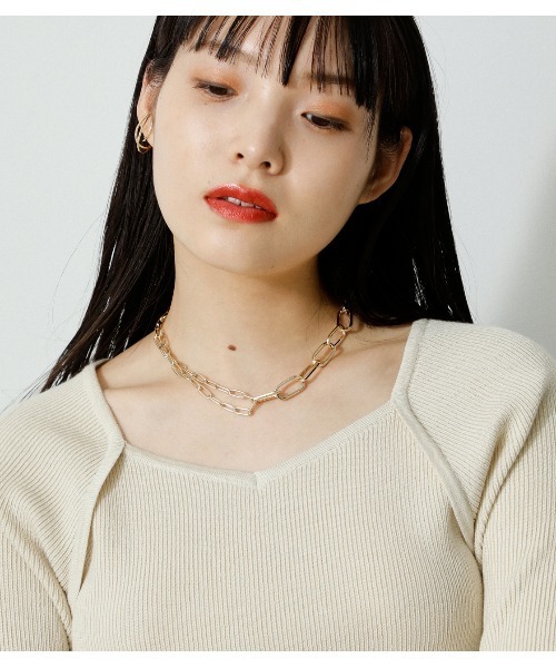 AZUL by moussy（アズールバイマウジー）の「LINK CHAIN NECKLACE/リンクチェーンネックレス（ネックレス・レディース・ゴールド系その他/シルバー・FREE）」の2枚目の写真