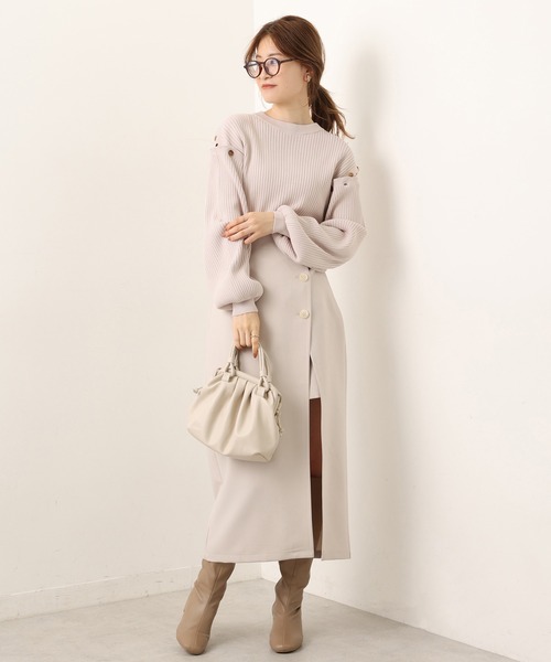 one after another NICE CLAUP（ワンアフターアナザーナイスクラップ）の「マルチWAYニットトップス（ニット/セーター・レディース・ネイビー/オフホワイト/ライトパープル/ピンク系その他・FREE）」の6枚目の写真