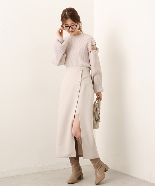 one after another NICE CLAUP（ワンアフターアナザーナイスクラップ）の「マルチWAYニットトップス（ニット/セーター・レディース・ネイビー/オフホワイト/ライトパープル/ピンク系その他・FREE）」の7枚目の写真