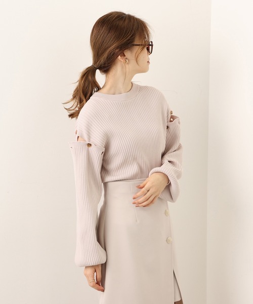 one after another NICE CLAUP（ワンアフターアナザーナイスクラップ）の「マルチWAYニットトップス（ニット/セーター・レディース・ネイビー/オフホワイト/ライトパープル/ピンク系その他・FREE）」の11枚目の写真