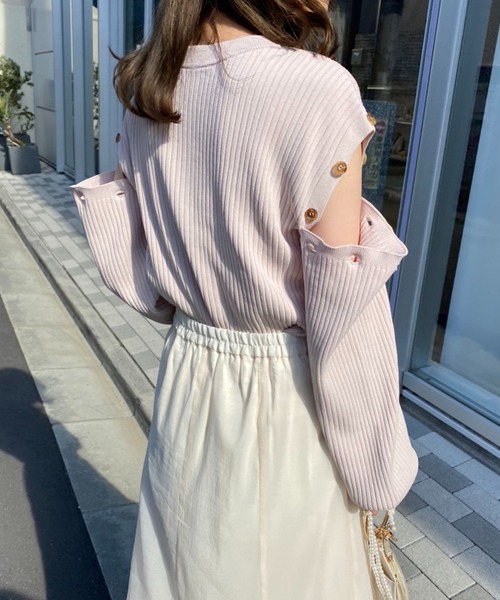 one after another NICE CLAUP（ワンアフターアナザーナイスクラップ）の「マルチWAYニットトップス（ニット/セーター・レディース・ネイビー/オフホワイト/ライトパープル/ピンク系その他・FREE）」の5枚目の写真