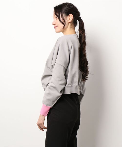 Paradise Picnic（パラダイスピクニック）の「doll up oops カフス配色カーディガン（カーディガン/ボレロ・レディース・グレー/ピンク/グリーン・FREE）」の4枚目の写真