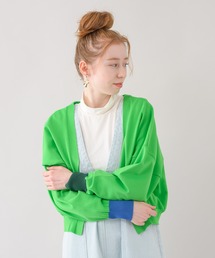 Paradise Picnic | doll up oops カフス配色カーディガン(カーディガン/ボレロ)