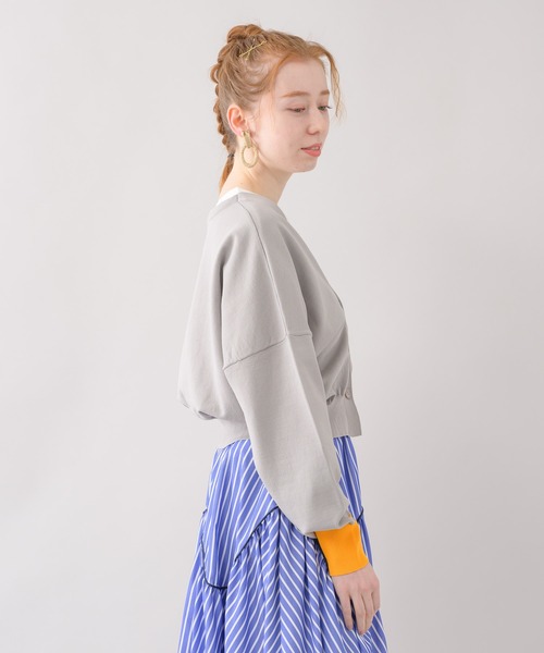 Paradise Picnic（パラダイスピクニック）の「doll up oops カフス配色カーディガン（カーディガン/ボレロ・レディース・グレー/ピンク/グリーン・FREE）」の14枚目の写真