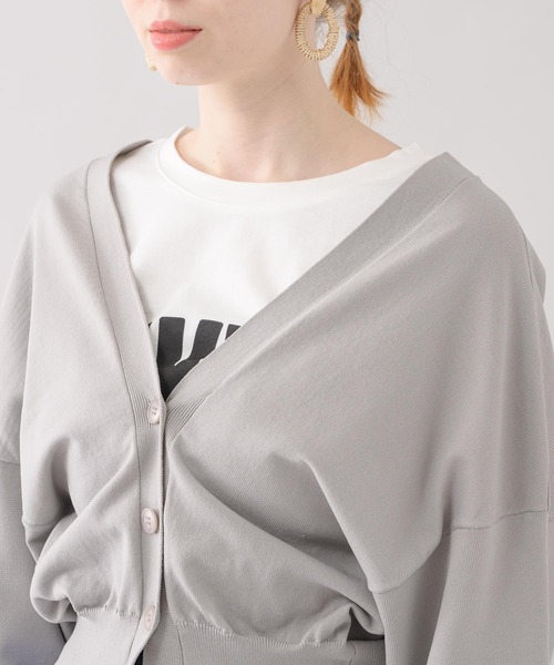 Paradise Picnic（パラダイスピクニック）の「doll up oops カフス配色カーディガン（カーディガン/ボレロ・レディース・グレー/ピンク/グリーン・FREE）」の11枚目の写真