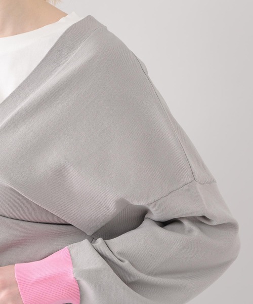 Paradise Picnic（パラダイスピクニック）の「doll up oops カフス配色カーディガン（カーディガン/ボレロ・レディース・グレー/ピンク/グリーン・FREE）」の10枚目の写真