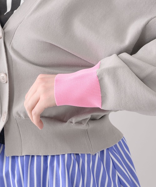 Paradise Picnic（パラダイスピクニック）の「doll up oops カフス配色カーディガン（カーディガン/ボレロ・レディース・グレー/ピンク/グリーン・FREE）」の9枚目の写真