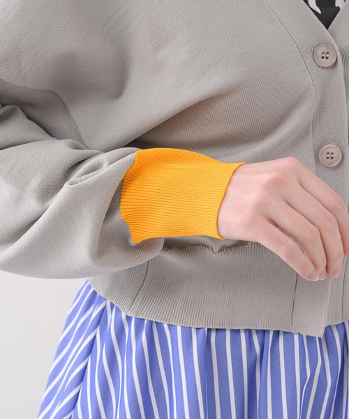 Paradise Picnic（パラダイスピクニック）の「doll up oops カフス配色カーディガン（カーディガン/ボレロ・レディース・グレー/ピンク/グリーン・FREE）」の8枚目の写真