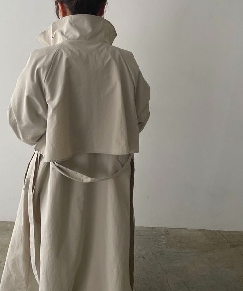 210nouve（トゥージュヌーブ）の「スタンドカラースプリングコート（トレンチコート・レディース・ブラック/アイボリー/ライトカーキ/ベージュ・FREE）」の10枚目の写真
