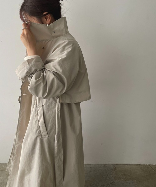 210nouve（トゥージュヌーブ）の「スタンドカラースプリングコート（トレンチコート・レディース・ブラック/アイボリー/ライトカーキ/ベージュ・FREE）」の9枚目の写真