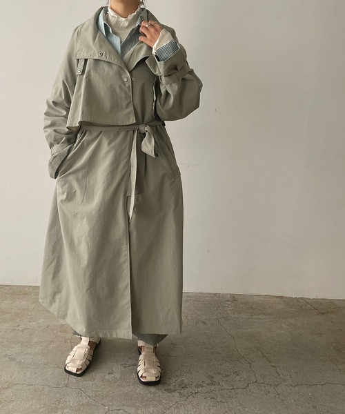 210nouve（トゥージュヌーブ）の「スタンドカラースプリングコート（トレンチコート・レディース・ブラック/アイボリー/ライトカーキ/ベージュ・FREE）」の16枚目の写真