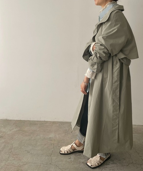 210nouve（トゥージュヌーブ）の「スタンドカラースプリングコート（トレンチコート・レディース・ブラック/アイボリー/ライトカーキ/ベージュ・FREE）」の18枚目の写真
