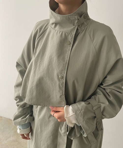 210nouve（トゥージュヌーブ）の「スタンドカラースプリングコート（トレンチコート・レディース・ブラック/アイボリー/ライトカーキ/ベージュ・FREE）」の19枚目の写真