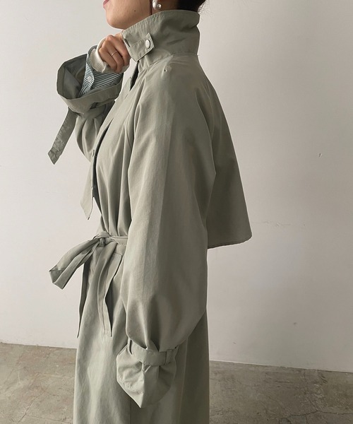 210nouve（トゥージュヌーブ）の「スタンドカラースプリングコート（トレンチコート・レディース・ブラック/アイボリー/ライトカーキ/ベージュ・FREE）」の21枚目の写真