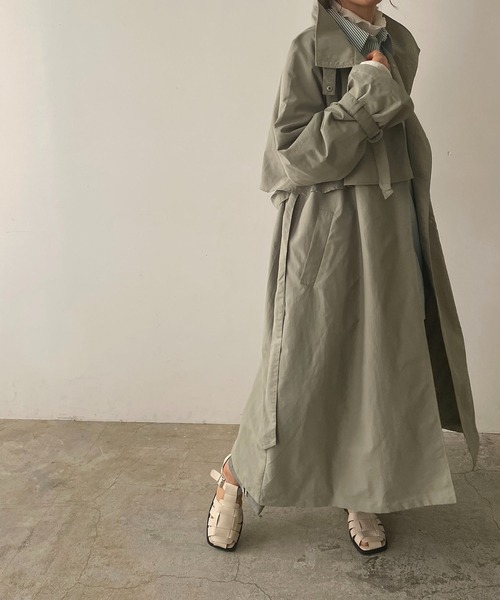 210nouve（トゥージュヌーブ）の「スタンドカラースプリングコート（トレンチコート・レディース・ブラック/アイボリー/ライトカーキ/ベージュ・FREE）」の13枚目の写真
