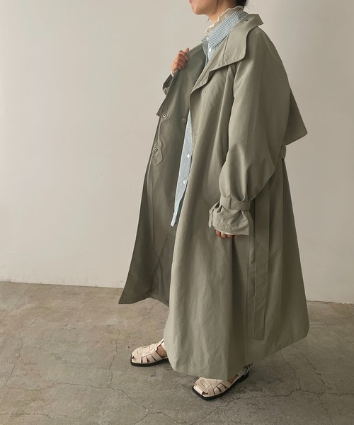 210nouve（トゥージュヌーブ）の「スタンドカラースプリングコート（トレンチコート・レディース・ブラック/アイボリー/ライトカーキ/ベージュ・FREE）」の14枚目の写真