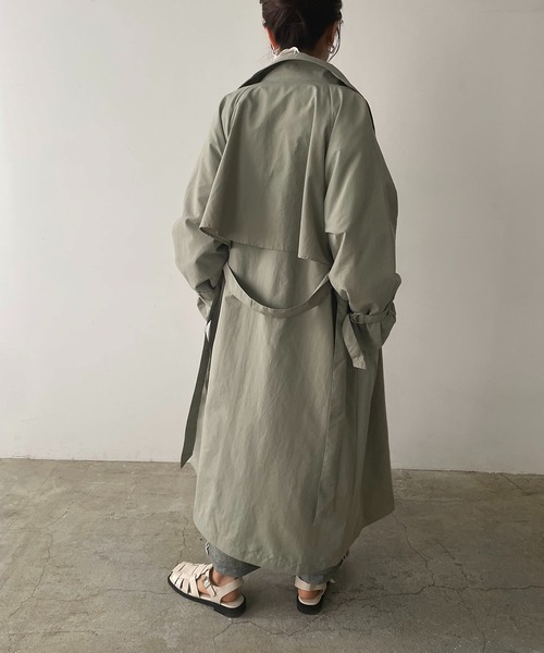 210nouve（トゥージュヌーブ）の「スタンドカラースプリングコート（トレンチコート・レディース・ブラック/アイボリー/ライトカーキ/ベージュ・FREE）」の15枚目の写真