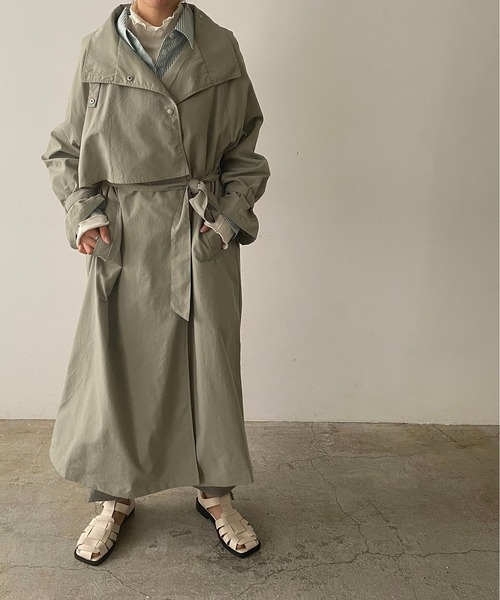 210nouve（トゥージュヌーブ）の「スタンドカラースプリングコート（トレンチコート・レディース・ブラック/アイボリー/ライトカーキ/ベージュ・FREE）」の11枚目の写真