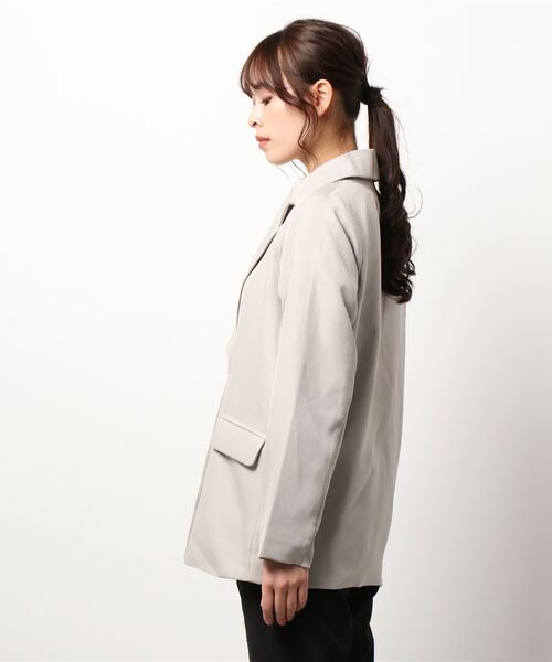 ehka sopo(エヘカソポ)の「無地/チェックテーラードジャケット(セットアップ可)(テーラードジャケット・レディース・シルバーグレー/グリーン/グレー・フリ-)」の4枚目の写真