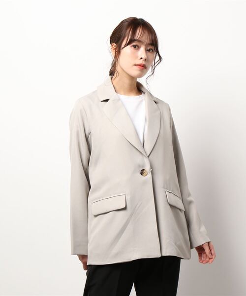 ehka sopo(エヘカソポ)の「無地/チェックテーラードジャケット(セットアップ可)(テーラードジャケット・レディース・シルバーグレー/グリーン/グレー・フリ-)」の7枚目の写真