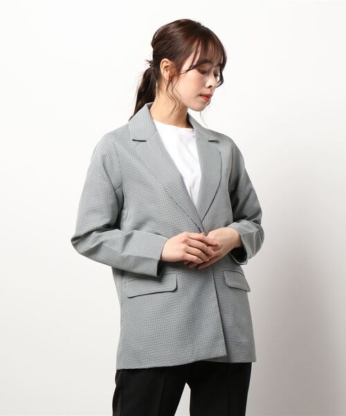 ehka sopo(エヘカソポ)の「無地/チェックテーラードジャケット(セットアップ可)(テーラードジャケット・レディース・シルバーグレー/グリーン/グレー・フリ-)」の8枚目の写真