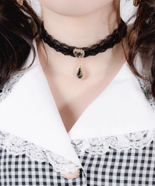 ROJITA（ロジータ）の「ハート＆しずくビジュチョーカー（チョーカー・レディース・ホワイト/ブラック・FREE）」の13枚目の写真