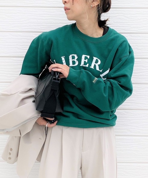 Q(キュー)の「カレッジロゴスウェット(スウェット・レディース・ネイビー/グリーン/アイボリー・MEDIUM)」の1枚目の写真