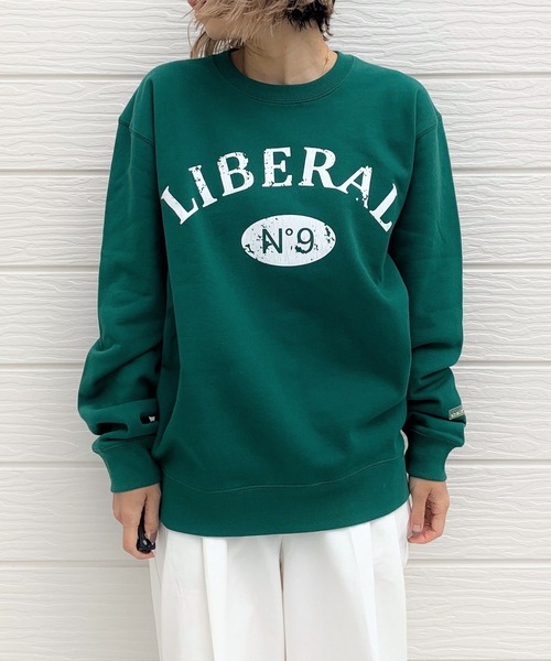 Q(キュー)の「カレッジロゴスウェット(スウェット・レディース・ネイビー/グリーン/アイボリー・MEDIUM)」の4枚目の写真