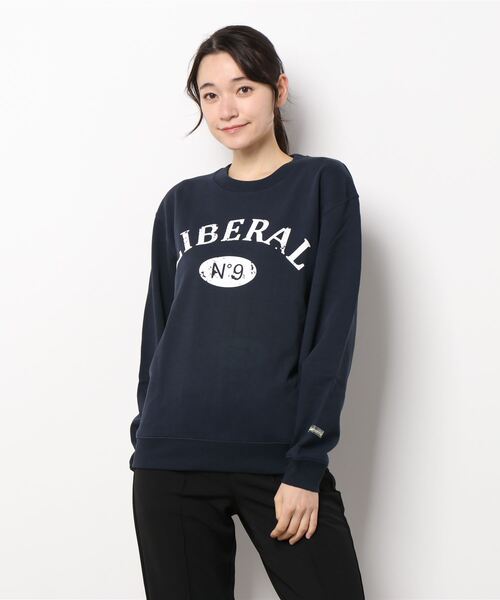 Q(キュー)の「カレッジロゴスウェット(スウェット・レディース・ネイビー/グリーン/アイボリー・MEDIUM)」の13枚目の写真