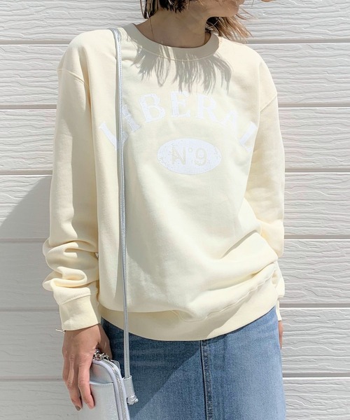 Q(キュー)の「カレッジロゴスウェット(スウェット・レディース・ネイビー/グリーン/アイボリー・MEDIUM)」の22枚目の写真