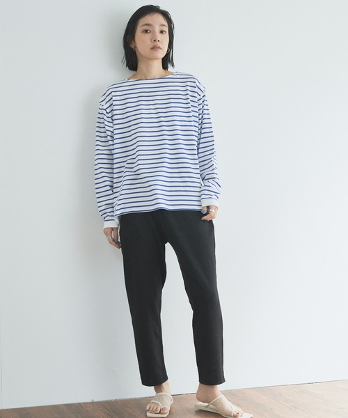 audrey and john wad（オードリーアンドジョンワッド）の「ボーダーフレアプルオーバー -手洗い可能-（Tシャツ/カットソー・レディース・ラベンダー/ライトグリーン/ブルー/ダークブラウン・FREE）」の18枚目の写真