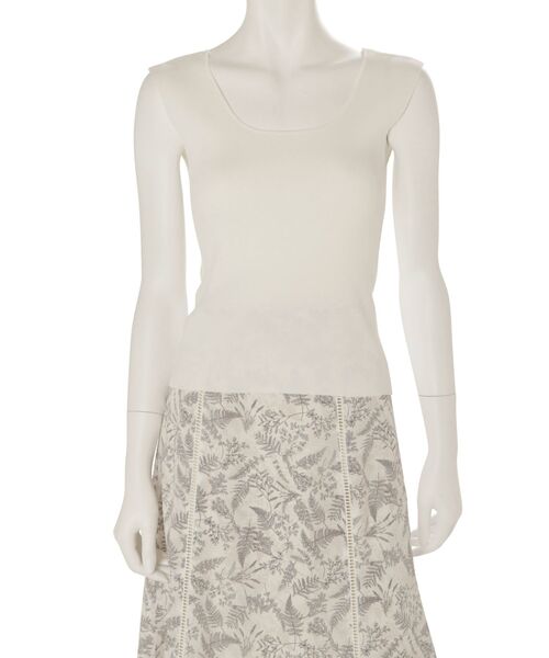 MERCURYDUO(マーキュリーデュオ)の「【To/】スクエアタンクハイツイストリブニット(ニット/セーター・レディース・オフホワイト/ピンク/グリーン/ダークブラウン・FREE)」の2枚目の写真