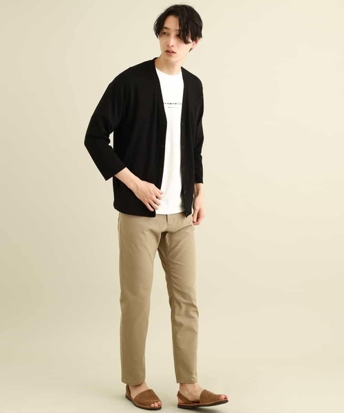 a.v.v（アーヴェヴェ）の「【累計8000枚販売】なめらかダンボールカーディガン(8分袖)（カーディガン/ボレロ・メンズ・ライトブルー/ブラック/ミント・48/46/50）」の4枚目の写真