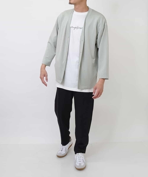 a.v.v（アーヴェヴェ）の「【累計8000枚販売】なめらかダンボールカーディガン(8分袖)（カーディガン/ボレロ・メンズ・ライトブルー/ブラック/ミント・48/46/50）」の13枚目の写真