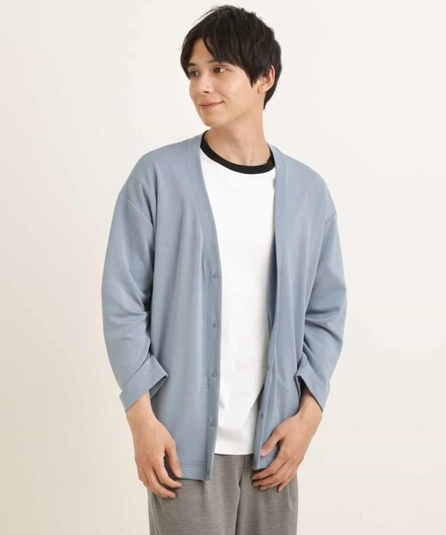 a.v.v（アーヴェヴェ）の「【累計8000枚販売】なめらかダンボールカーディガン(8分袖)（カーディガン/ボレロ・メンズ・ライトブルー/ブラック/ミント・48/46/50）」の14枚目の写真