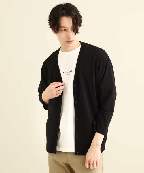 a.v.v（アーヴェヴェ）の「【累計8000枚販売】なめらかダンボールカーディガン(8分袖)（カーディガン/ボレロ・メンズ・ライトブルー/ブラック/ミント・48/46/50）」の10枚目の写真