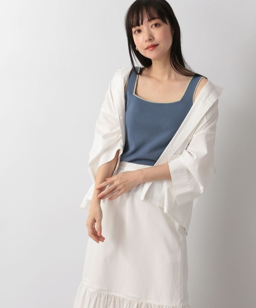 LOWRYS FARM（ローリーズファーム）の「ソウバリパイピングタンク　274534（Tシャツ/カットソー・レディース・ホワイト/ブラック/ブラウン/イエロー/ブルー・FREE）」の4枚目の写真