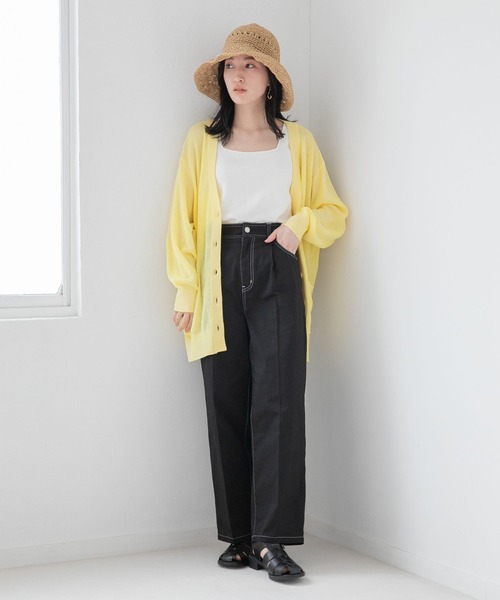 LOWRYS FARM（ローリーズファーム）の「ソウバリパイピングタンク　274534（Tシャツ/カットソー・レディース・ホワイト/ブラック/ブラウン/イエロー/ブルー・FREE）」の8枚目の写真