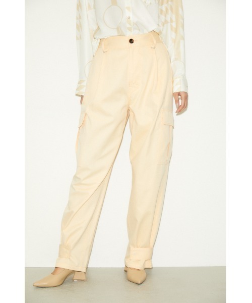 THROW by SLY（スローバイスライ）の「THROW COTTON LINEN OVER WORK PT コットン リネン オーバー ワークパンツ（スラックス・レディース・オレンジ系その他/ダークカーキ・0/1）」の3枚目の写真