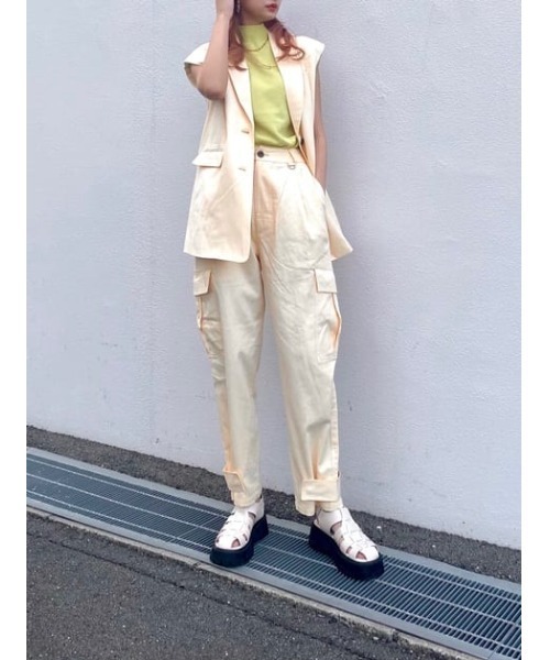 THROW by SLY（スローバイスライ）の「THROW COTTON LINEN OVER WORK PT コットン リネン オーバー ワークパンツ（スラックス・レディース・オレンジ系その他/ダークカーキ・0/1）」の16枚目の写真