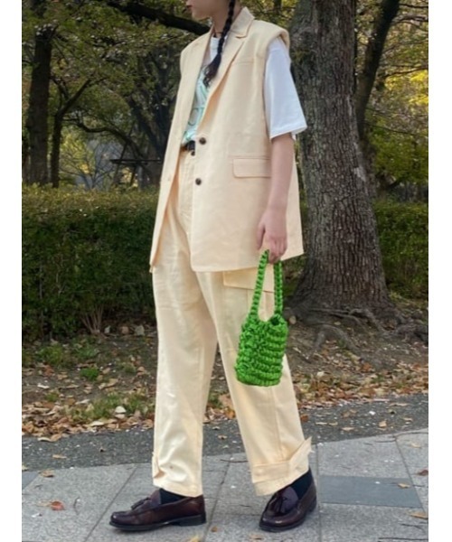 THROW by SLY（スローバイスライ）の「THROW COTTON LINEN OVER WORK PT コットン リネン オーバー ワークパンツ（スラックス・レディース・オレンジ系その他/ダークカーキ・0/1）」の18枚目の写真