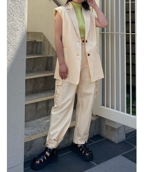 THROW by SLY（スローバイスライ）の「THROW COTTON LINEN OVER WORK PT コットン リネン オーバー ワークパンツ（スラックス・レディース・オレンジ系その他/ダークカーキ・0/1）」の20枚目の写真