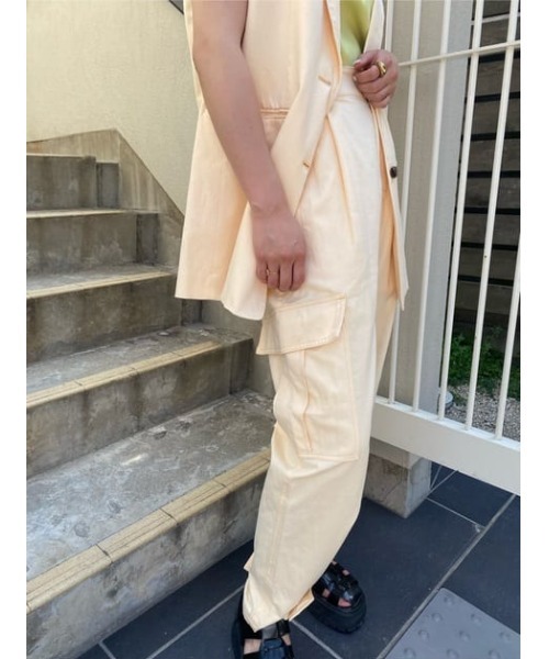 THROW by SLY（スローバイスライ）の「THROW COTTON LINEN OVER WORK PT コットン リネン オーバー ワークパンツ（スラックス・レディース・オレンジ系その他/ダークカーキ・0/1）」の21枚目の写真