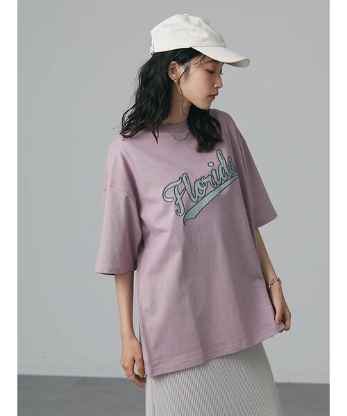 CRAFT STANDARD BOUTIQUE(クラフトスタンダードブティック)の「16/-OE天竺布帛刺繍TEE *(Tシャツ/カットソー・レディース・オフホワイト/ラベンダー/ブルー・S/M/L)」の6枚目の写真