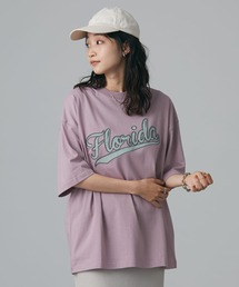 16/-OE天竺布帛刺繍TEE *