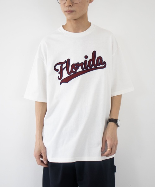 CRAFT STANDARD BOUTIQUE(クラフトスタンダードブティック)の「16/-OE天竺布帛刺繍TEE *(Tシャツ/カットソー・レディース・オフホワイト/ラベンダー/ブルー・S/M/L)」の1枚目の写真